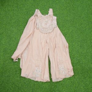 13 2770 Peach Color Heavy Embroidered Georgette Sharara Set