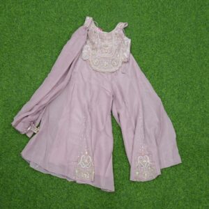 14 2770 Dusty Rose Pink Color Heavy Embroidered Georgette Sharara Set
