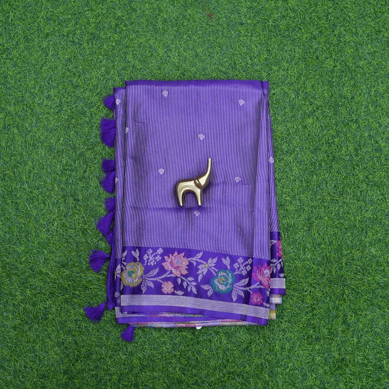Purple Color Banarasi Kora Jamdani Silk Fancy Saree