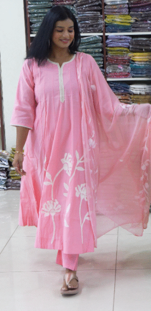Pink Color Thread Embroidered Anarkali Festive Wear Designer Dress