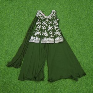 2 2210 Mehendi Green Color Embroidered Georgette Sharara Set