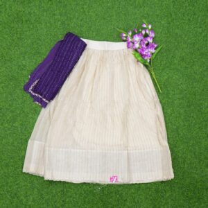 Cream and Blue Color Designer Half Saree