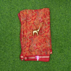21 560 Red Color Traditional Paisley Printed Georgette Saree