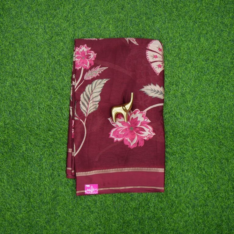 Maroon Color Digital Floral Printed Georgette Saree