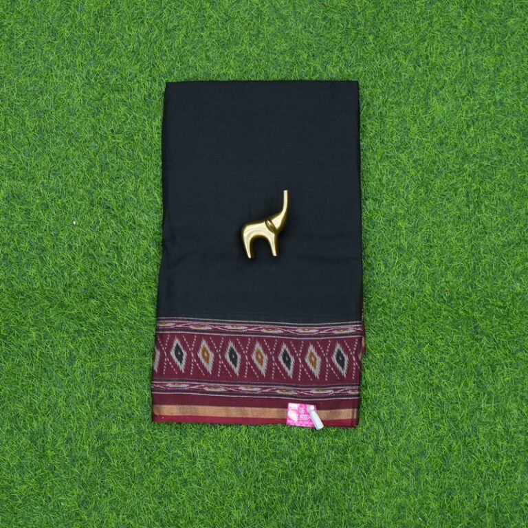 Black and Maroon Color Patola Border Geometric Saree