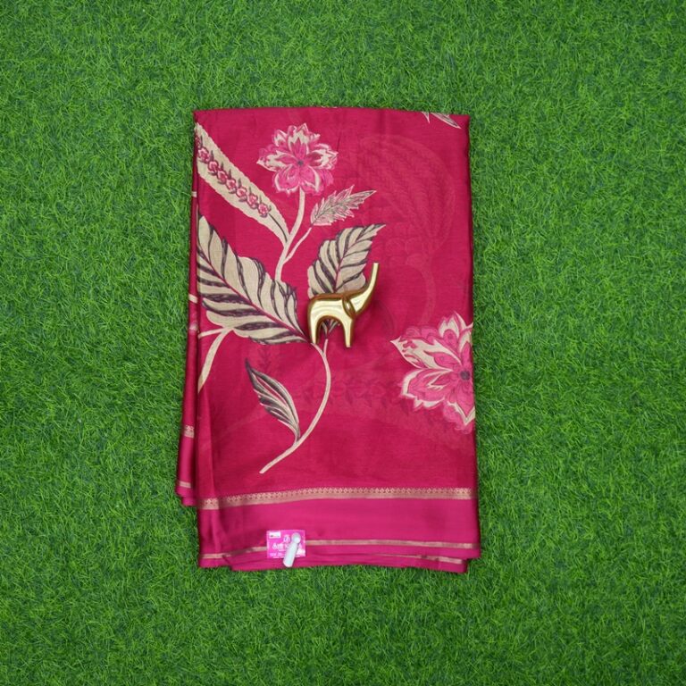 Rani Pink Color Digital Floral Printed Georgette Saree
