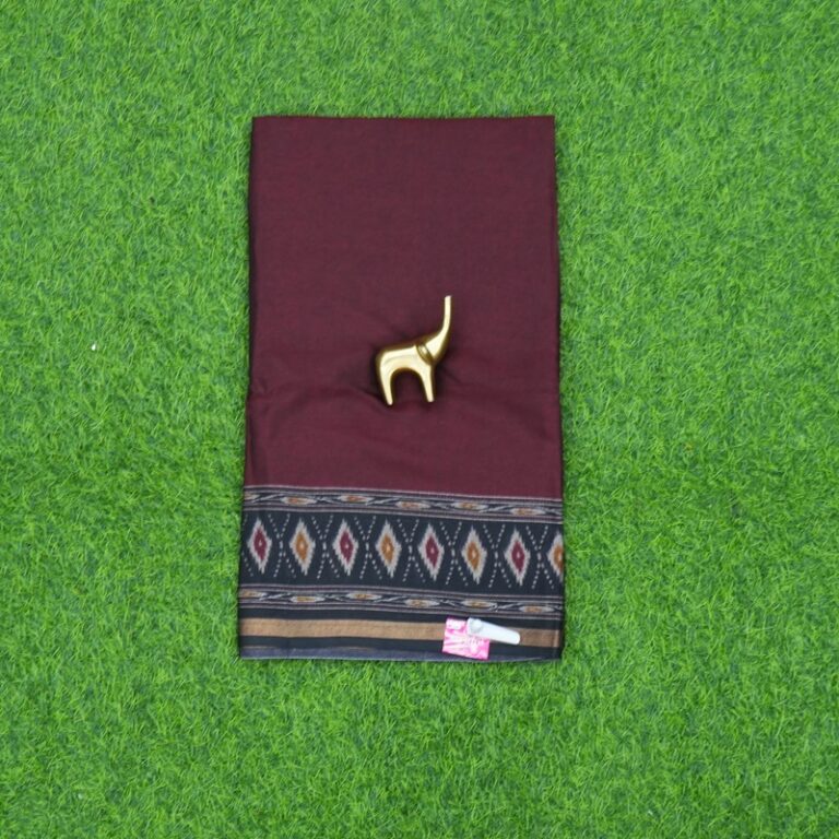 Wine and Black Color Patola Border Geometric Saree