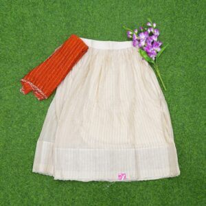 Cream and Orange Color Designer Half Saree