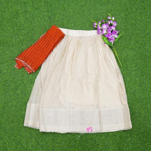 Cream and Orange Color Designer Half Saree