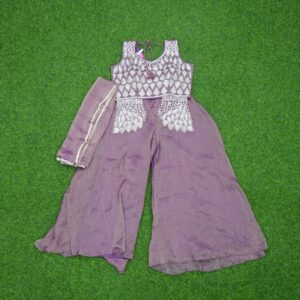 Purple Color Zari Embroidered Georgette Sharara Set