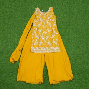 5 2680 Yellow Color Embroidered Georgette Sharara Set