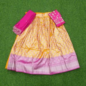 5 3680 yellow and pink Yellow and Pink Color Designer Half Saree