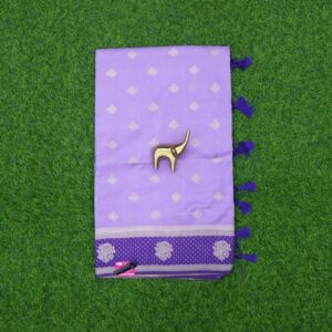 Lavender and Purple Color Silver Zari Motifs Chanderi Banarasi Fancy Saree
