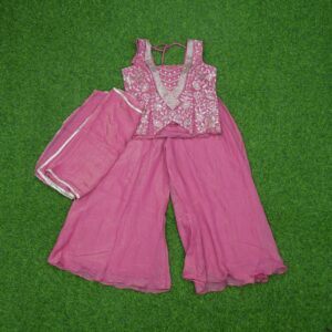Pink Color Floral Embroidered Georgette Sharara Set
