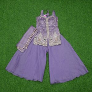 Lavender Color Zari Embroidered Georgette Sharara Set