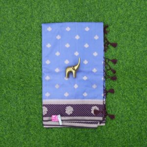Indigo Blue and Purple Color Silver Zari Motifs Chanderi Banarasi Fancy Saree
