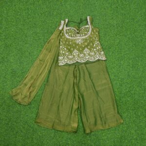 8 2210 Mehndi Green Color Embroidered Georgette Sharara Set
