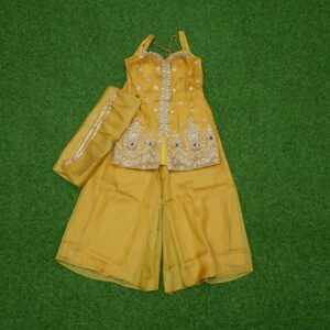 Yellow Color Zari Embroidered Georgette Sharara Set