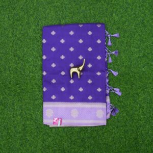 9 1400 Purple and Lavender Color Silver Zari Motifs Chanderi Banarasi Fancy Saree