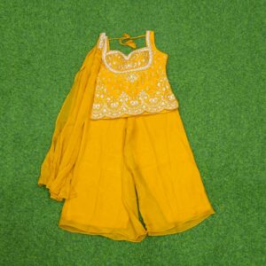 Yellow Color Embroidered Georgette Sharara Set