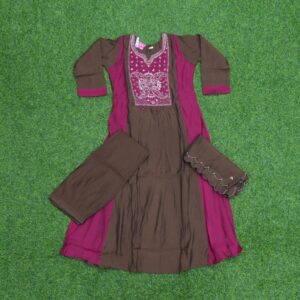 9 2240 brown and magenta Brown and Magenta Color Designer Dress